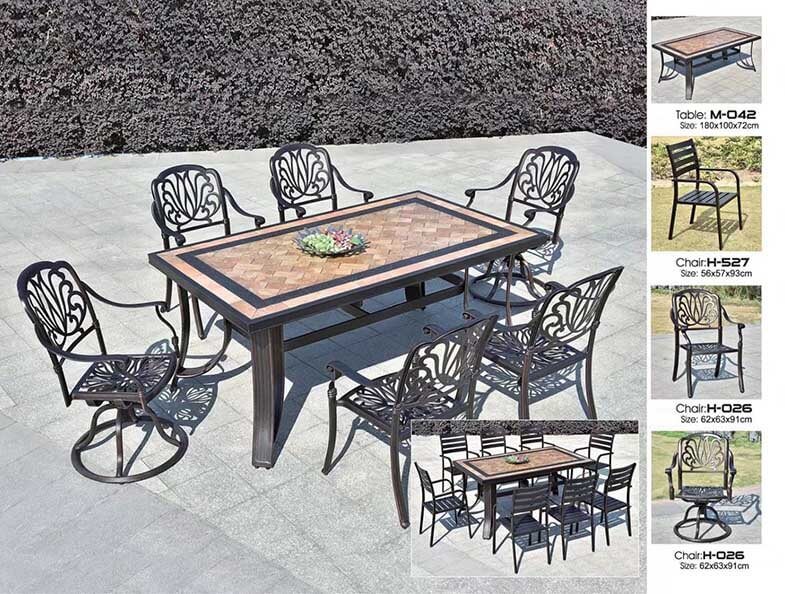 bộ bàn ghế sân vườn hợp kim nhôm cao cấp ZX M042H026